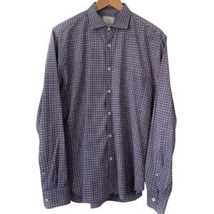 Billy Reid Tartan Plaid Standard Cut Button Down Shirt Checkered Shirt